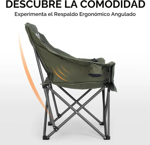 Miniatura 6 de Huskfirm Silla de campamento de gran tamaño, acolchadas, sillas de campamento plegables de alta resistencia con portavasos y bolsa enfriadora, silla