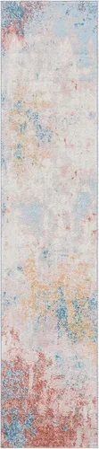 Miniatura 15 de SAFAVIEH Tulum Collection - Alfombra decorativa de 2 x 5 pies, color gris y azul, diseño abstracto moderno, no desprende pelusa y fácil de limpiar