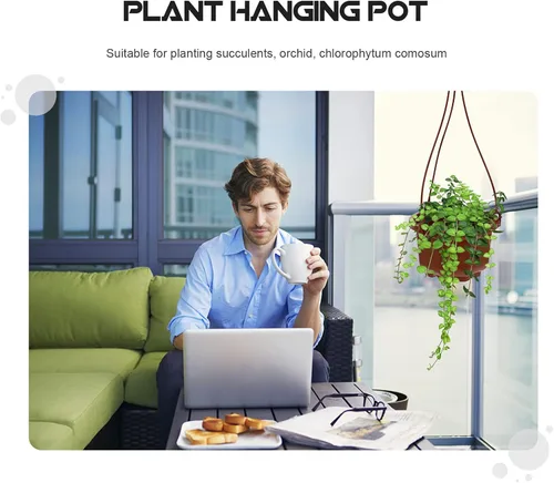 Miniatura 4 de Yardwe Plantas artificiales para decoración al aire libre, 12 macetas colgantes de plástico, macetas de pared para plantas de interior y exterior