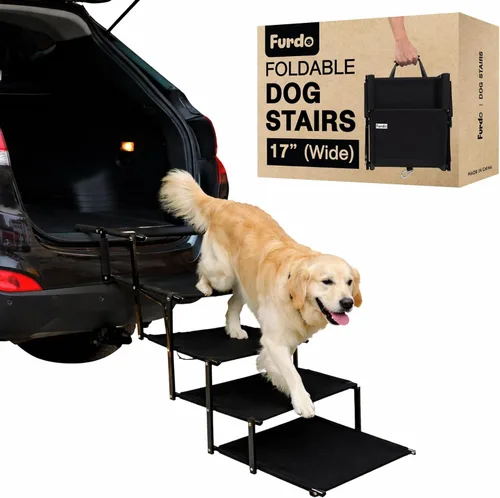Miniatura 8 de Escaleras para perros grandes, para perros medianos, rampa plegable para auto y SUV, escalones para cama, escalones extra anchos antideslizantes