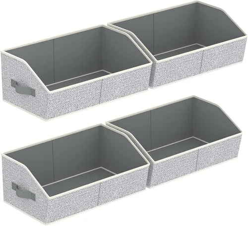 Miniatura 53 de Homsorout Organizador trapezoidal para armario, cestas grandes para organizar, caja de almacenamiento de tela para estantes, cubos de almacenamiento