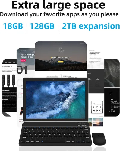 Miniatura 3 de PEICHENG Tablet Android 15.0 de 10 pulgadas, 18 GB de RAM+128 GB ROM+2 TB expandibles, juego de pestañas con teclado/estuche/ratón/lápiz capacitivo