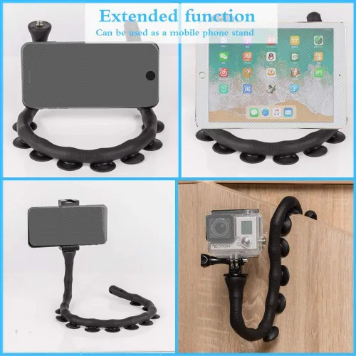 Miniatura 4 de Soporte de silicona flexible con ventosa para teléfono móvil de 3 a 6 pulgadas, color negro 2019.