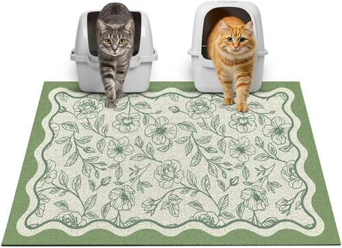 Miniatura 12 de Glittme Alfombrilla de Arena para Gatos con Base Antideslizante, Alfombrilla de Caja de Arena Impermeable que Atrapa la Arena, Fácil de Limpiar
