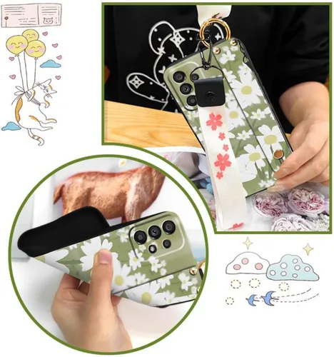 Miniatura 3 de Funda cruzada compatible con Samsung Galaxy A52 5G, con correa para la muñeca, cordón de silicona suave a prueba de golpes, funda protectora