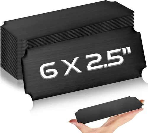 Miniatura 13 de Therwen 30 Piezas Placas de Nombre Grabadas con Láser de Acero Inoxidable Cepillado Placa Personalizada Placa en Blanco Etiqueta de Nombre Negro