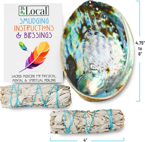 Miniatura 6 de Origins - Kit de manchas – 2 varillas de salvia blanca + cuenco de concha de abulón Incienso curativo de origen sostenible para limpieza