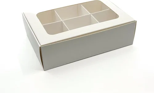 Miniatura 20 de 20 cajas de regalo de papel kraft con ventana y divisores, 6 compartimentos extra pequeños, 5 x 3.5 x 1.57 pulgadas, cajas de dulces vacías