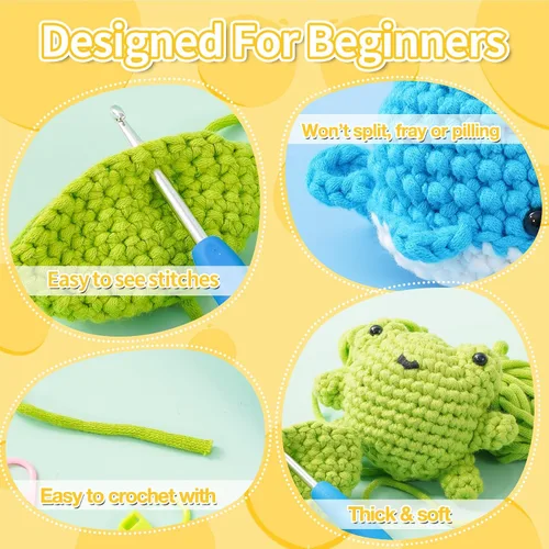 Miniatura 3 de Kit de hilo para tejer y ganchillo para principiantes, hilo grueso de mezcla de algodón y nailon de 3 x 1.76 onzas, costuras fáciles, 262 yardas
