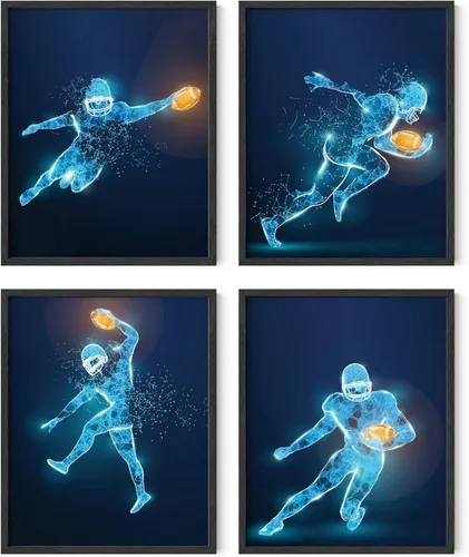 Miniatura 31 de Impresiones artísticas de fútbol americano para pared, juego de 5 (8x10) carteles de fútbol americano sin marco, decoración de sala de fútbol Niños