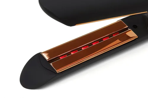 Miniatura 4 de NuMe Style Setter - Plancha plana de titanio, planchas flotantes de 1 pulgada con acondicionamiento de iones negativos, tira de luz infrarroja