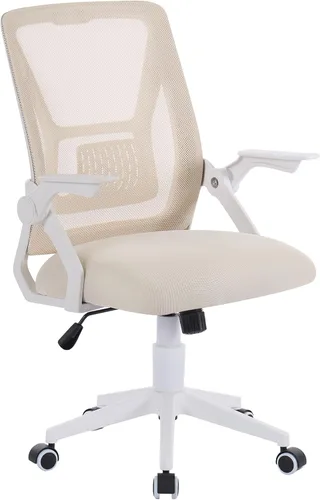 VECELO Silla de oficina ergonómica giratoria de respaldo medio con brazos ajustables, soporte lumbar de malla para trabajo de computadora, color