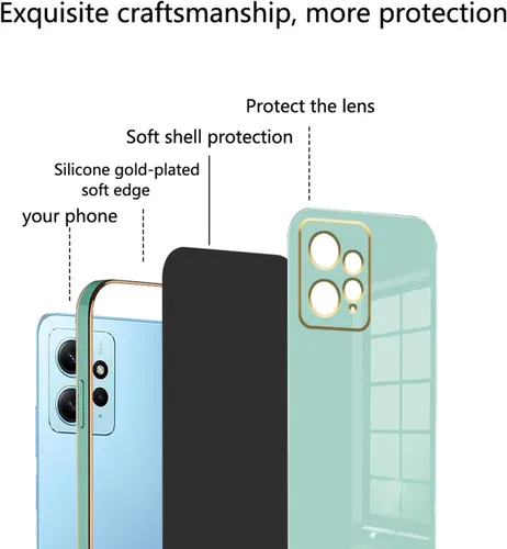 Miniatura 7 de Compatible con Redmi Note 12 4G Funda Silicona Rosa, Chapado para Xiaomi Redmi Note 12 4G Funda de teléfono a prueba de golpes delgada y suave Verde