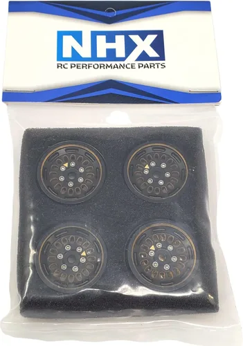 Miniatura 6 de NHX RC 1.0" latón negro Beadlock ruedas orugas llantas 4 piezas : Axial SCX24