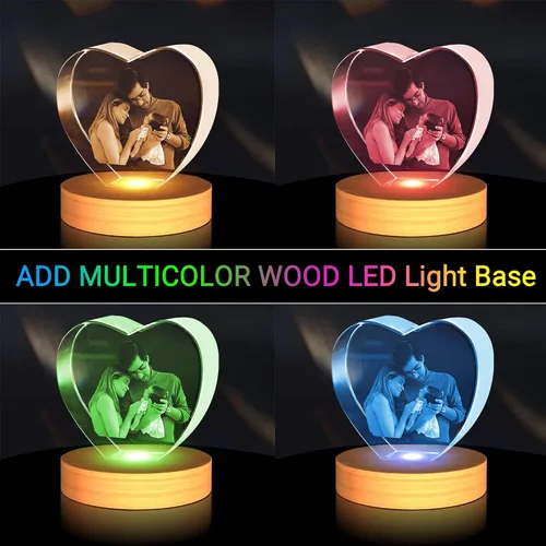 Miniatura 3 de Foto de cristal 3D, regalos personalizados para mujeres, regalos de cumpleaños personalizados para hombres, mamá, ella, él, marido, regalo Corazón