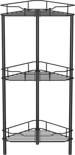 Miniatura 29 de HuggieGems Estante Organizador de Esquina para Ducha de 2 Niveles con Ganchos, Soporte de Estantes de Baño, Negro