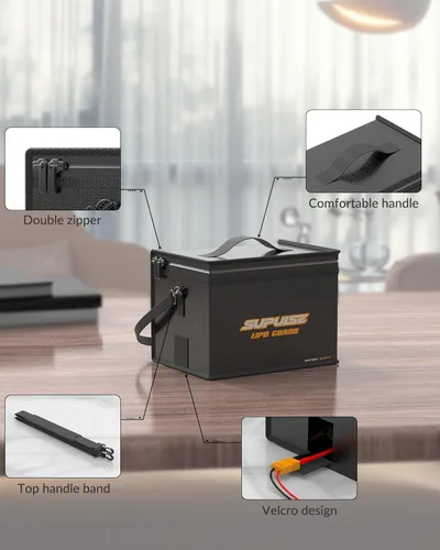Miniatura 6 de SUPULSE Lipo Bolsa de batería ignífuga a prueba de explosiones Bolsa de gran capacidad para cargar batería y bolsa de protección de almacenamiento