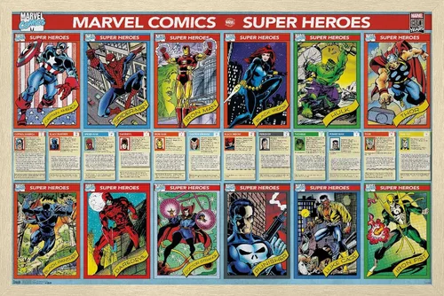 Miniatura 7 de Trends International Marvel Comics - Marvel 80th Anniversary - Cards Wall Poster, 14.725" x 22.375", Barnwood Framed Version