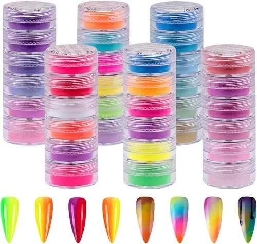 Miniatura 11 de Duufin 36 colores de pigmento de uñas en gel acrílico pigmentos coloridos luminosos iridiscentes con purpurina perlado de alto brillo halo en polvo