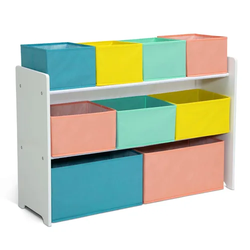 Miniatura 15 de Delta Children - Organizador de juguetes de lujo con contenedores de almacenamiento, certificado Greenguard Gold, blanco con contenedores azul