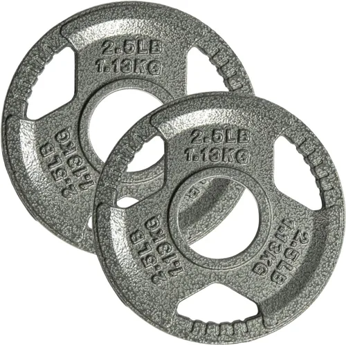 Miniatura 11 de Yes4All - Discos de pesas olímpicos de hierro fundido con asas tri-grip de 2 pulgadas, discos de pesas para levantamiento con acabado suave y A. 2.5