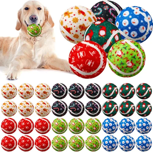 Miniatura 11 de Civaner 6 piezas pelotas de tenis chirriantes de Navidad para perros de 2.5 pulgadas, juguetes pelota para perros a granel para perros pequeños