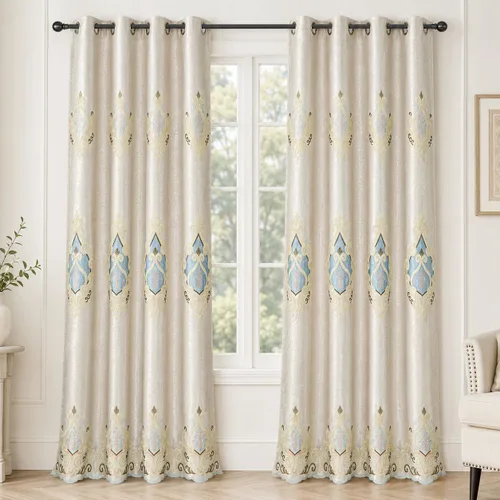 Miniatura 30 de VOGOL Cortinas/Cortinajes/Paneles/Tratamientos Personalizados Simples de Chenilla Jacquard Opacas Elegancia para Ventana para Dormitorio Sala