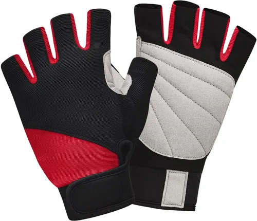 ChinFun Guantes de vela unisex acolchados con palma sin dedos, guantes de kayak, perfectos para remo, canoa para hombres, mujeres y jóvenes A-red &