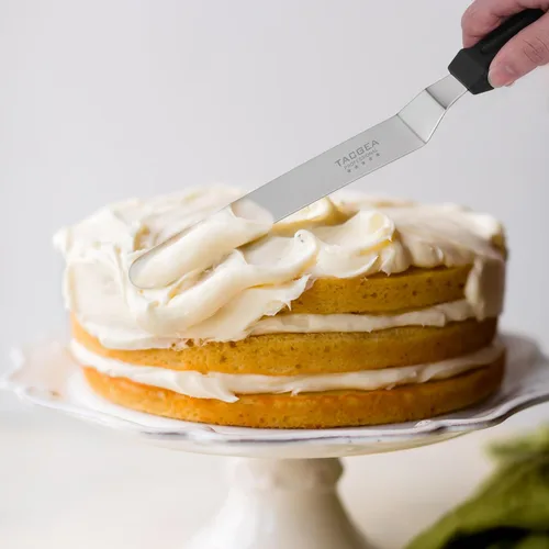 Miniatura 4 de TACGEA Espátula de glaseado, espátula inclinada para pastel con hoja de acero inoxidable de 6 pulgadas, 8 pulgadas, 10 pulgadas, juego de 3