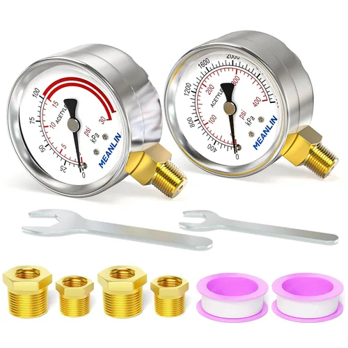 MEANLIN MEASURE Manómetros de baja y alta presión para regulador de acetileno 1/4" NPT 2.5" Dial de cara, 30 Psi y 400 Psi Calibres de repuesto