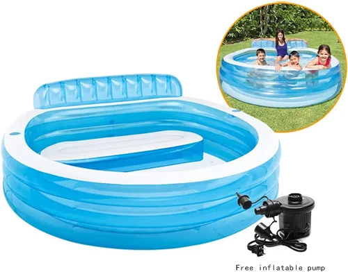 Miniatura 5 de Redondo con bomba inflable gratis, piscina familiar de tamaño completo, piscina inflable para niños, adultos, niños pequeños a partir de 3 años, al