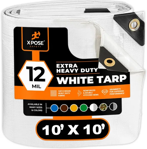 Miniatura 94 de Lona protectora Xpose Safety multiusos, de poliéster blanco, resistente, resistente al agua, resistente a la intemperie, resistente a rasguños