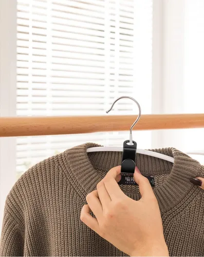 Miniatura 4 de 150 ganchos para colgar ropa, clips extensores de plástico resistente, ganchos de conexión de terciopelo, ganchos de suspensión en cascada para 150