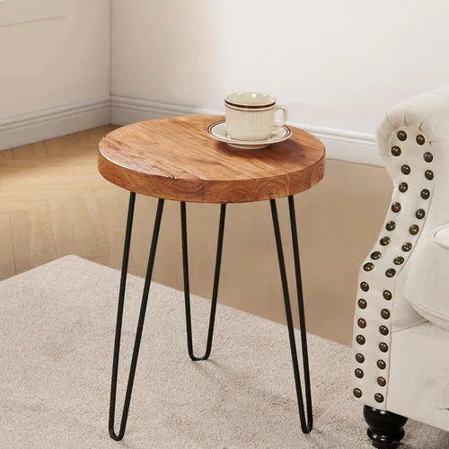 Miniatura 10 de Mesa auxiliar de madera maciza de 15 x 15 x 20 pulgadas de alto, mesas auxiliares de café vintage, soportes rústicos para plantas, sala de estar