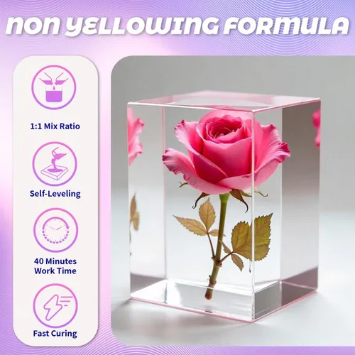 Miniatura 3 de Resina epoxi ZYNNORIX 1 galón, resistente a 3×UV, autonivelante, mejor para DIY, arte, mesa de río, madera, flores, moldes de fundición, resina
