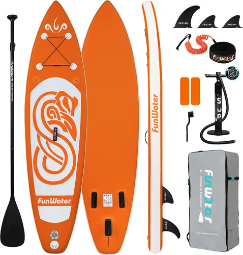Miniatura 13 de FunWater 8'/10'/10'6"/11'6" Inflatable Stand Up Paddle Board with Premium SUP Paddleboard Accessories, Wide Stable Anti-Slip EVA Deck,Paddle Boards