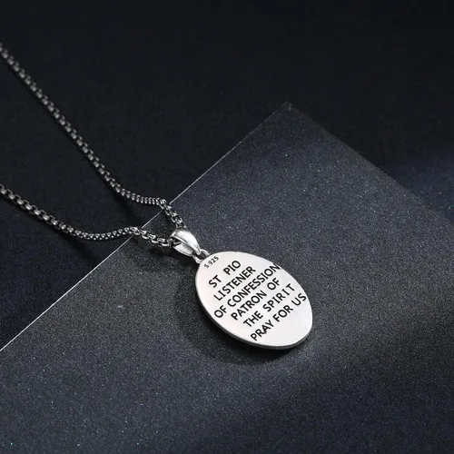 Miniatura 169 de Collar de plata de ley 925 con medalla de San Patrón, colgante de protección católica, amuleto, joyería religiosa para hombres y mujeres