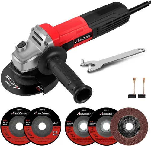 AVID POWER Amoladora angular, herramientas eléctricas de molienda y corte de 7.5 amperios de 4-1/2 pulgadas con ruedas de molienda y corte, disco de