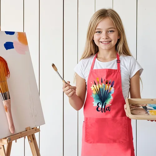 Miniatura 3 de Delantal con Nombre Personalizado para Pintura y Manualidades de Niños – Idea de Regalo Única para Calcetín Navideño para Niños y Niñas – Regalo