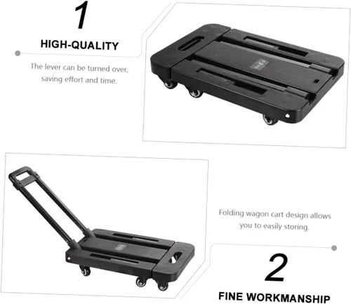 Miniatura 8 de DECHOUS Carro plegable de la compra con ruedas, carrito de jardín plegable de la oficina, carrito plegable al aire libre, herramienta de carro