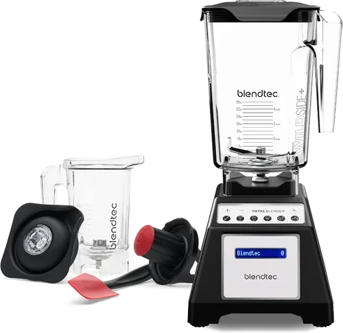 Blendtec Total Classic - Licuadora original, tarro WildSide+ de 90 onzas, tarro Twister de 24 onzas y espátula para espectácula, color negro