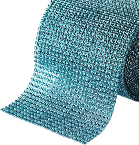 Miniatura 13 de Cinta de malla de diamantes de imitación de calidad suprema, rollo brillante a granel para manualidades, decoración de fiestas, 24 filas, 1 rollo
