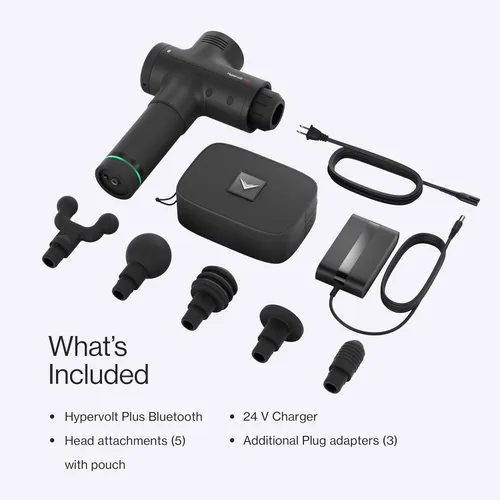 Miniatura 5 de Hypervolt Plus, con tecnología Quiet Glide, pistola de masaje de percusión de mano 3 velocidades, 5 cabezales intercambiables Ayuda a aliviar