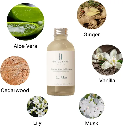 Miniatura 4 de Brilliant Scents La Mar - Recambio de aceite difusor, 4.1 fl oz, inspirado en el aroma Westin Hotel, aceite de fragancia prémium para difusor, aroma