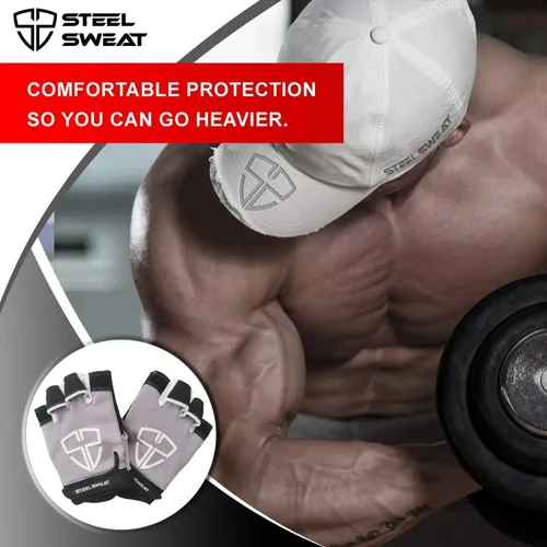 Miniatura 6 de Steel Sweat Guantes de entrenamiento, ideales para gimnasio, levantamiento de pesas, fitness, entrenamiento y crossfit, hechos para hombres