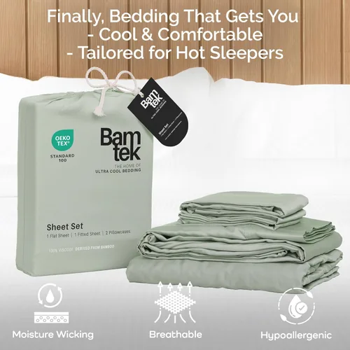 Miniatura 3 de Juego de sábanas de bambú de viscosa tamaño Queen, 4 piezas, ropa de cama refrescante para personas que duermen con calor con tecnología que absorbe
