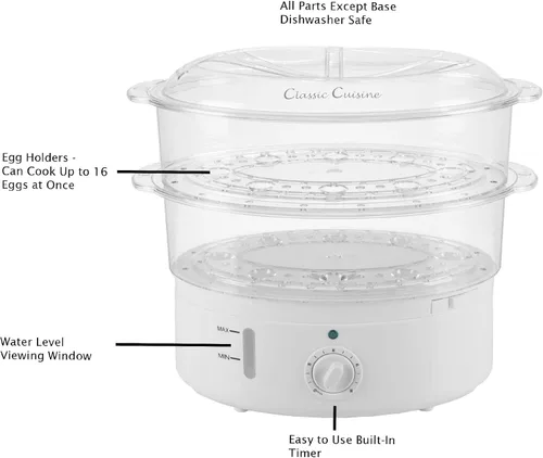Miniatura 3 de Olla arrocera con cesta de vapor, olla de arroz a vapor para verduras, aparato de vapor eléctrico de 6.3 cuartos de galón con temporizador