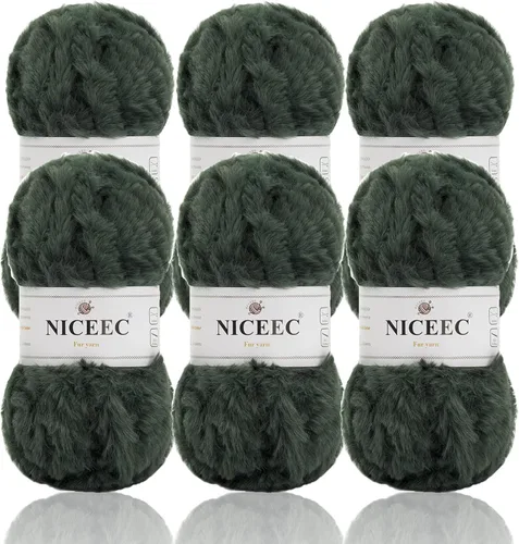 Miniatura 39 de NICEEC Hilo de Pelo Sintético Super Suave, Grueso y Esponjoso, Hilo de Pestañas para Crochet y Tejido (Longitud Total 192m/9.1kg) - Otoño/300g