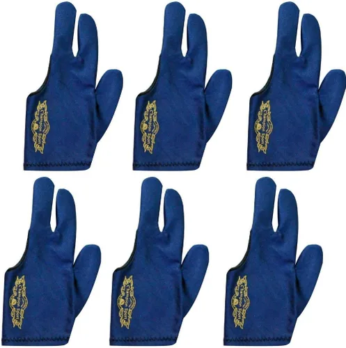 Champion Sport - Guantes de billar para mano izquierda, color azul oscuro, para tacos de piscina, para llevar en la mano izquierda, 6 guantes de