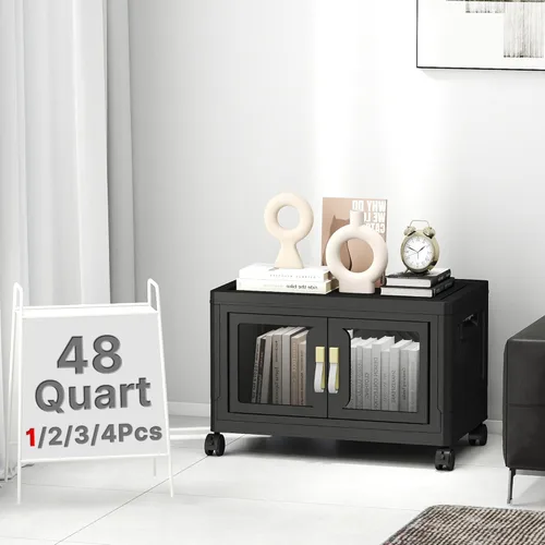 Miniatura 23 de Stackable Storage Bins with Lids, Clear Doors, 120QT Storage Bins Large Storage Cabinet Foldable Collapsible Closet Organizers for Bedroom Dorm